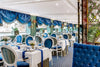 Decorative restaurant interior with blue and white theme. S.S. Catherine