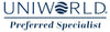 UNIWORLD Preferred Specialist logo with blue text and wavy line design.
