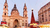 St. Stephen's Basilica with Christmas market decorations in Budapest, Hungary.